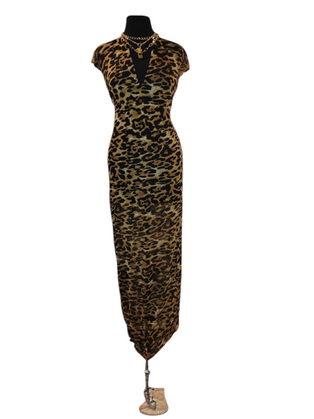 Mesh Leopard V neck