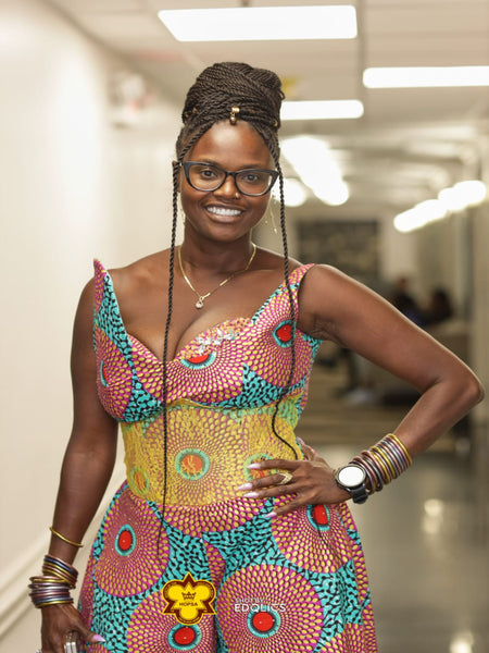 Ankara and Lace Corset Jumpsuit