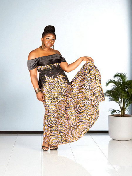 Ankara and Lace Dress