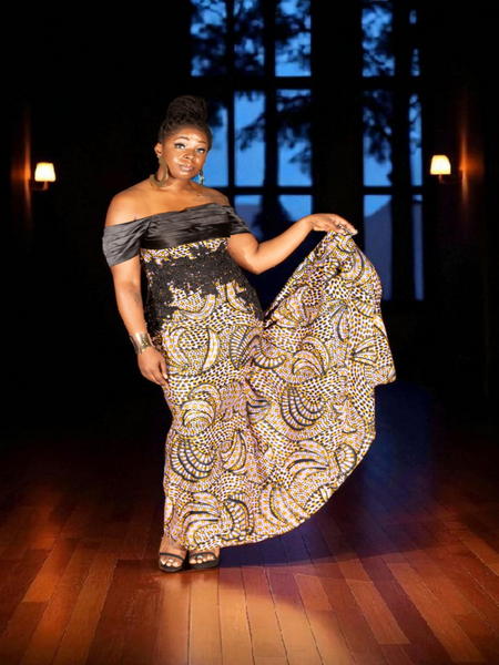Ankara and Lace Dress