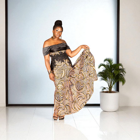 Ankara and Lace Dress