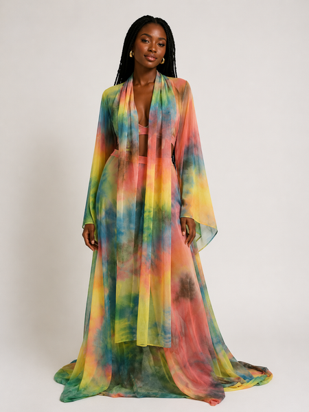 Lulu Tie-Dye Mesh Skirt Set