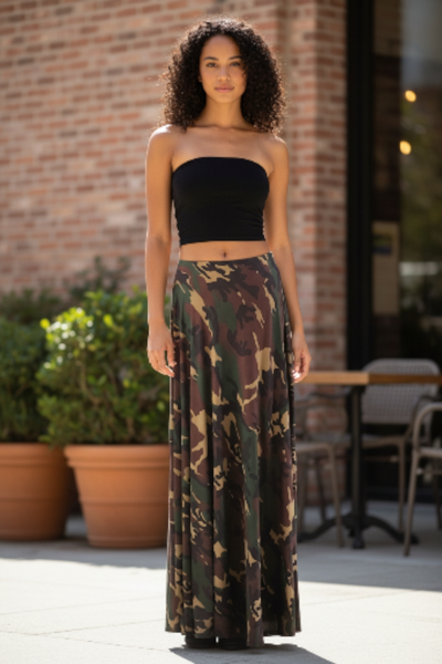 Jersey Camo Maxi Skirt