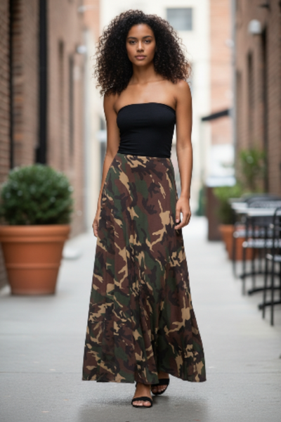 Jersey Camo Maxi Skirt