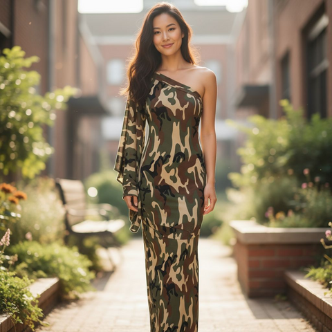Amanda Camouflage Maxi Dress