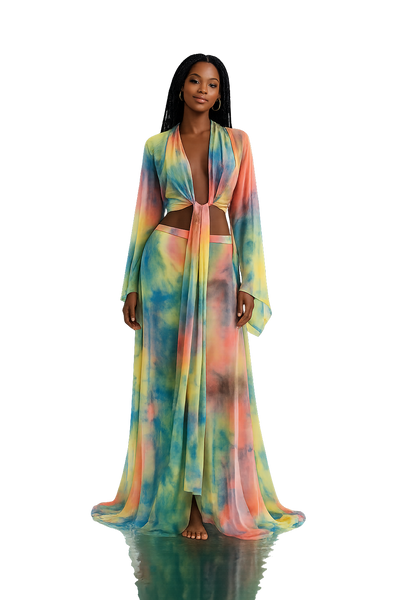 Lulu Tie-Dye Mesh Skirt Set