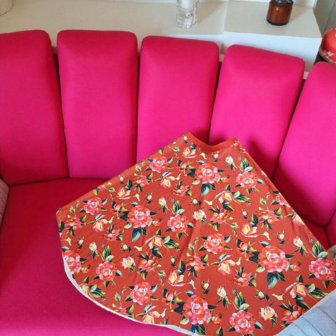 Silk Satin Floral Skirt