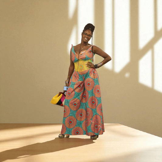 Ankara and Lace Corset Jumpsuit