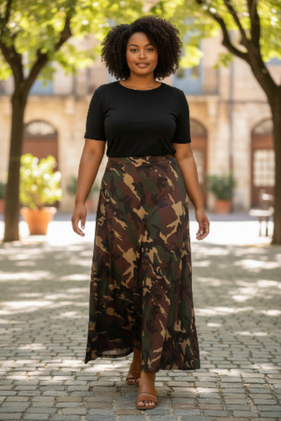 Jersey Camo Maxi Skirt