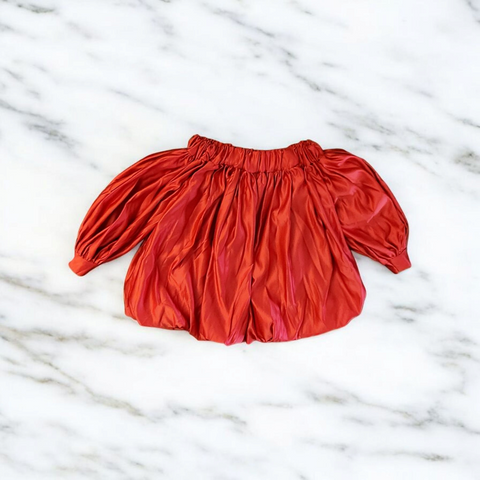 Red silk Satin Bubble Top